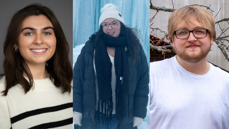 headshots of Peyton Perkins, Makayla Morello and Tyler Bridges.